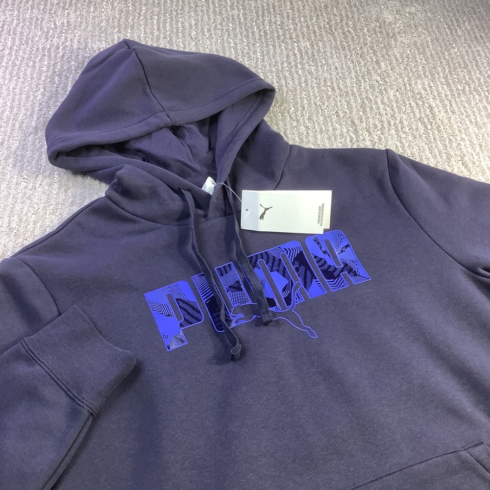 Puma Mens ESS Logo Lab Hoodie New Navy Blue Graphic Fleece Sweatshirt Size M NWT